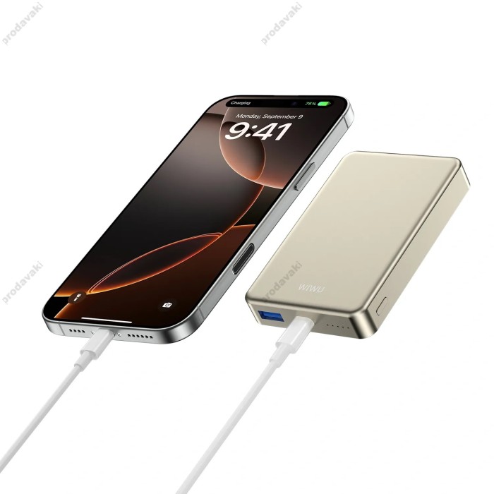 Повербанк портативний акумулятор Power Bank Wiwu P15-1 Magnetic MagSafe магнітний 10000 mAh Gold